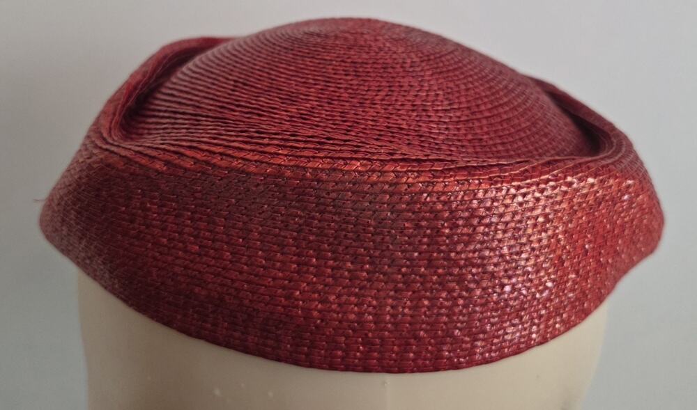 Vtg Frank Olive Private Collection Red Womens Pill Box Hat Stage Prop Costume